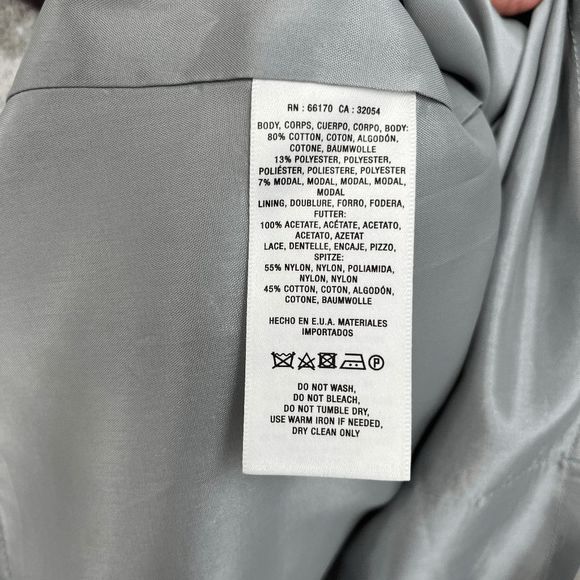 Anthropologie Leonor Silva Etain Dress Gray 3/4 Sleeves Lace Collar Women Large - Picture 10 of 16